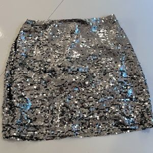 Silver Sequined Mini Skirt | Urban Outfitters | XS